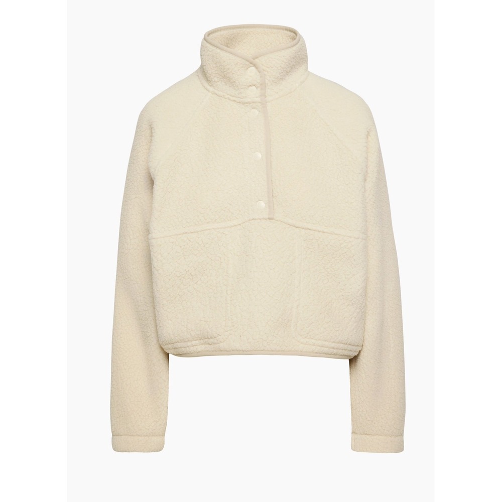 Sunday Best Aritzia Cream Sherpa Fleece Snap Pullover Cropped Jacket S